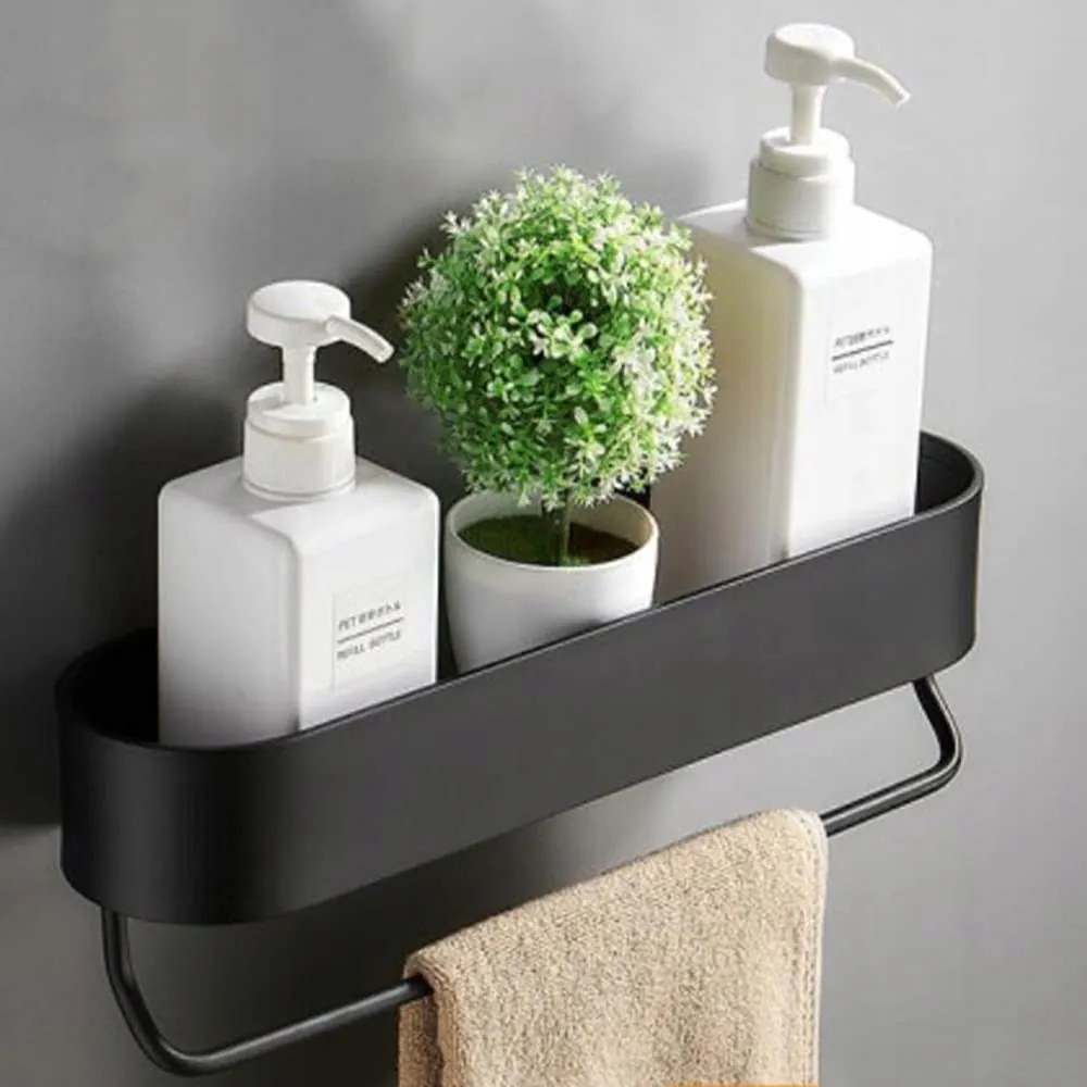 Zuhanypolc Fúrás Nélkül matt fekete+ragasztó