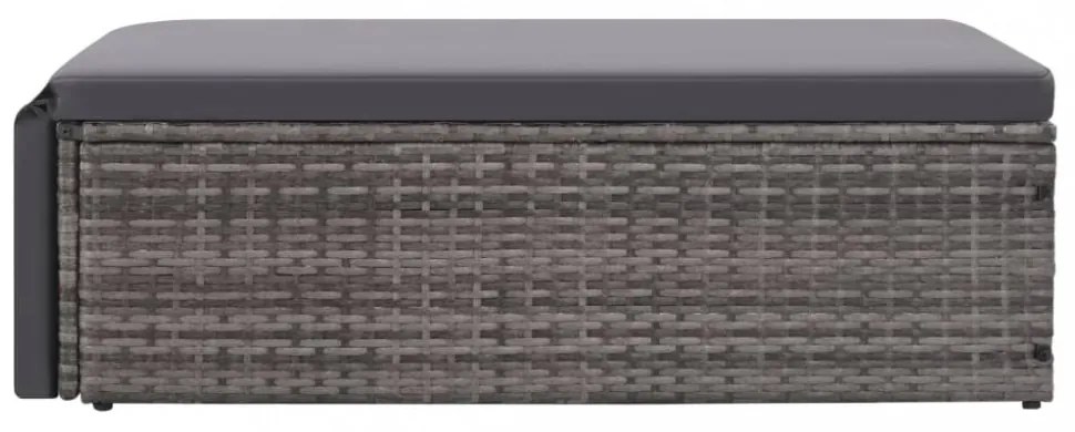 vidaXL 2 részes szürke polyrattan kerti bútorszett párnákkal