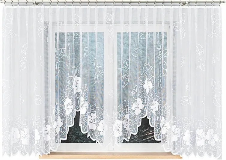 Kész függöny virágok jacquard függöny fehér szoba 500x160 cm Graciana