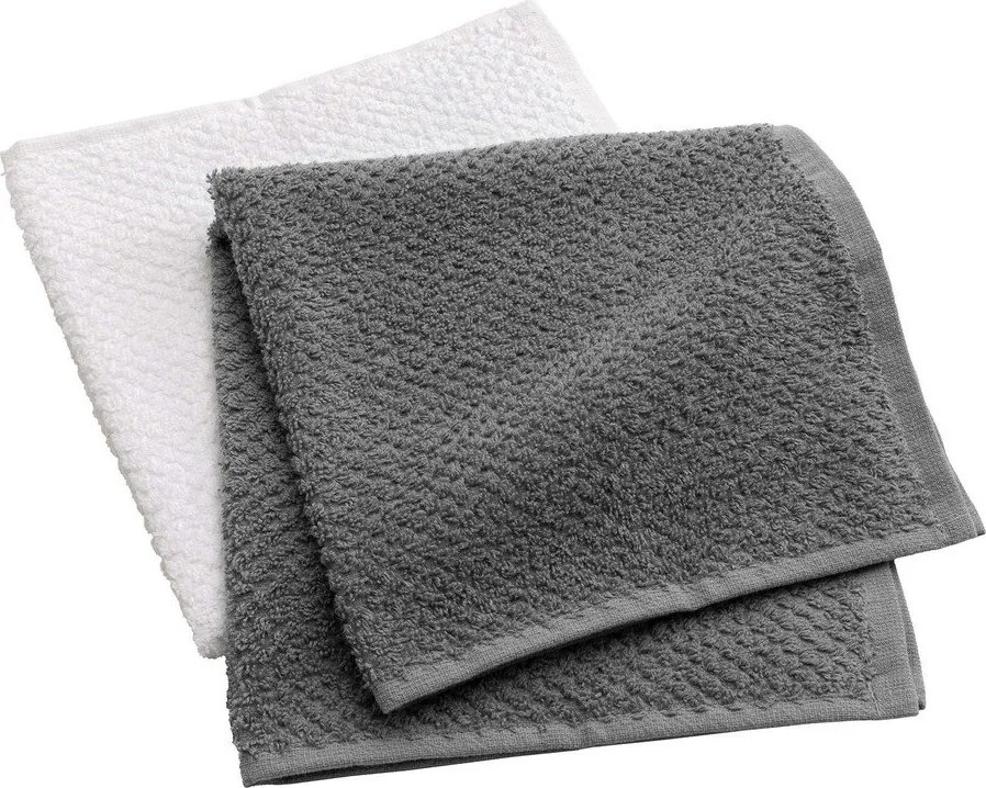 Fehér-szürke frottír pamut törölköző szett 2 db-os 50x50 cm Gourmet – douceur d'intérieur