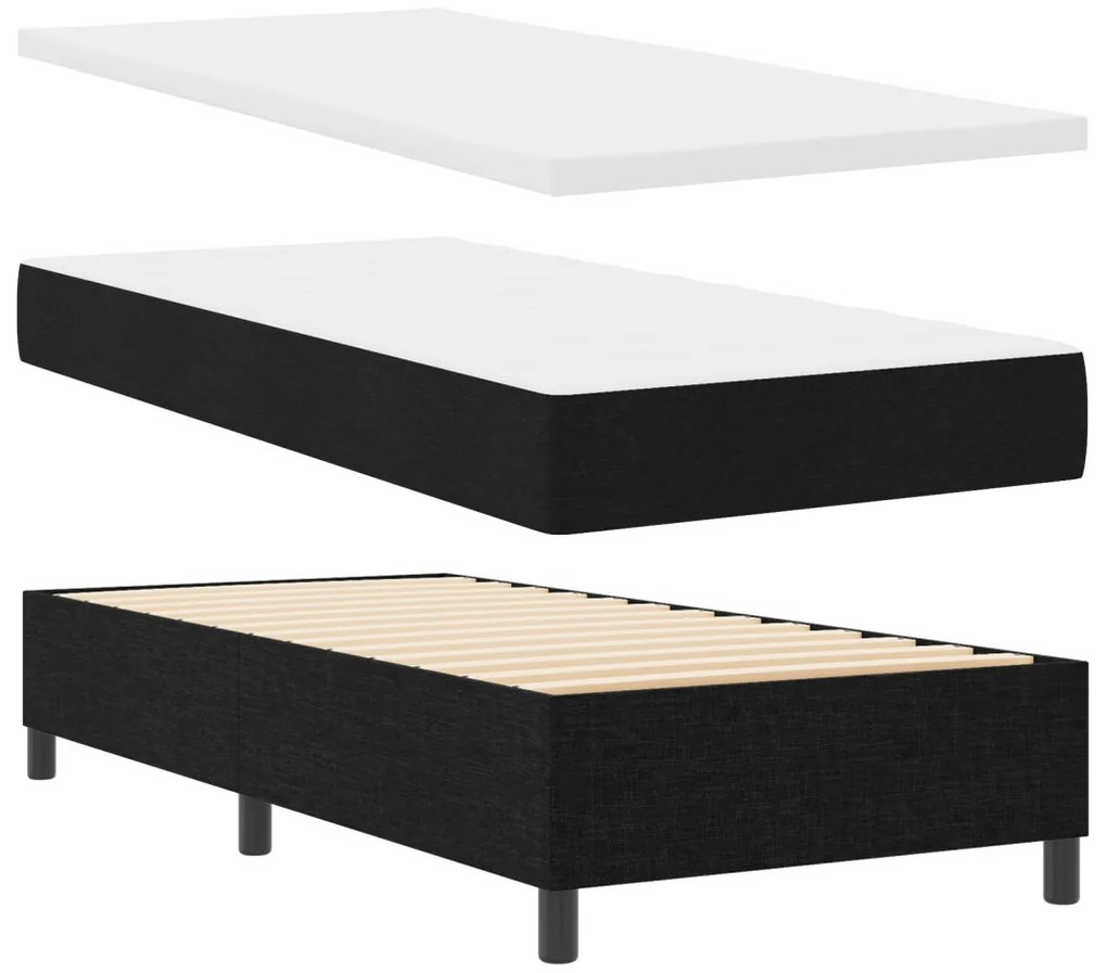 vidaXL Boxrugós ágy matracmal Fekete 100 x 200 cm szövet & Faanyag