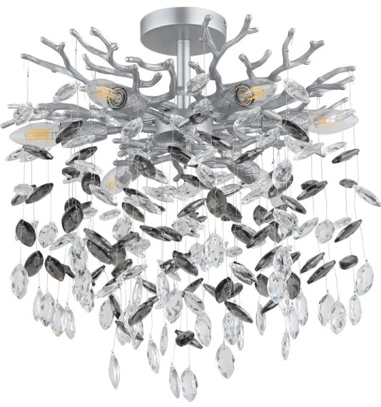 Globo 64138DS - Rúdon függő csillár QUEENA 6xE14/40W/230V ezüst