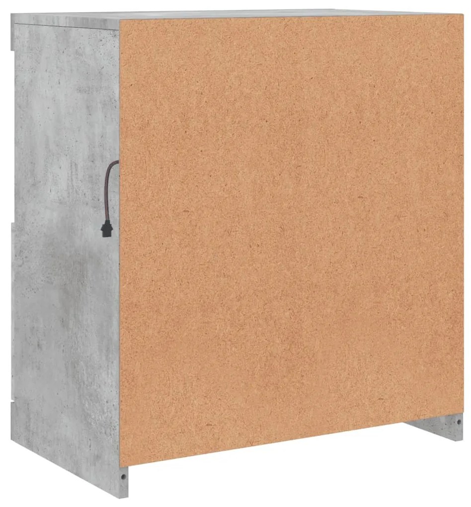 betonszürke tálalószekrény LED-világítással 60 x 37 x 67 cm