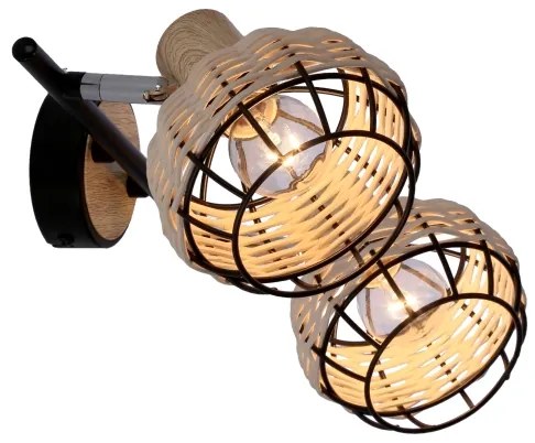 Spotlámpa TAJGA 2xE14/40W/230V rattan/fekete