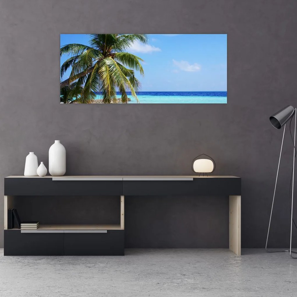 Pálmafák a strandon képe (120x50 cm)