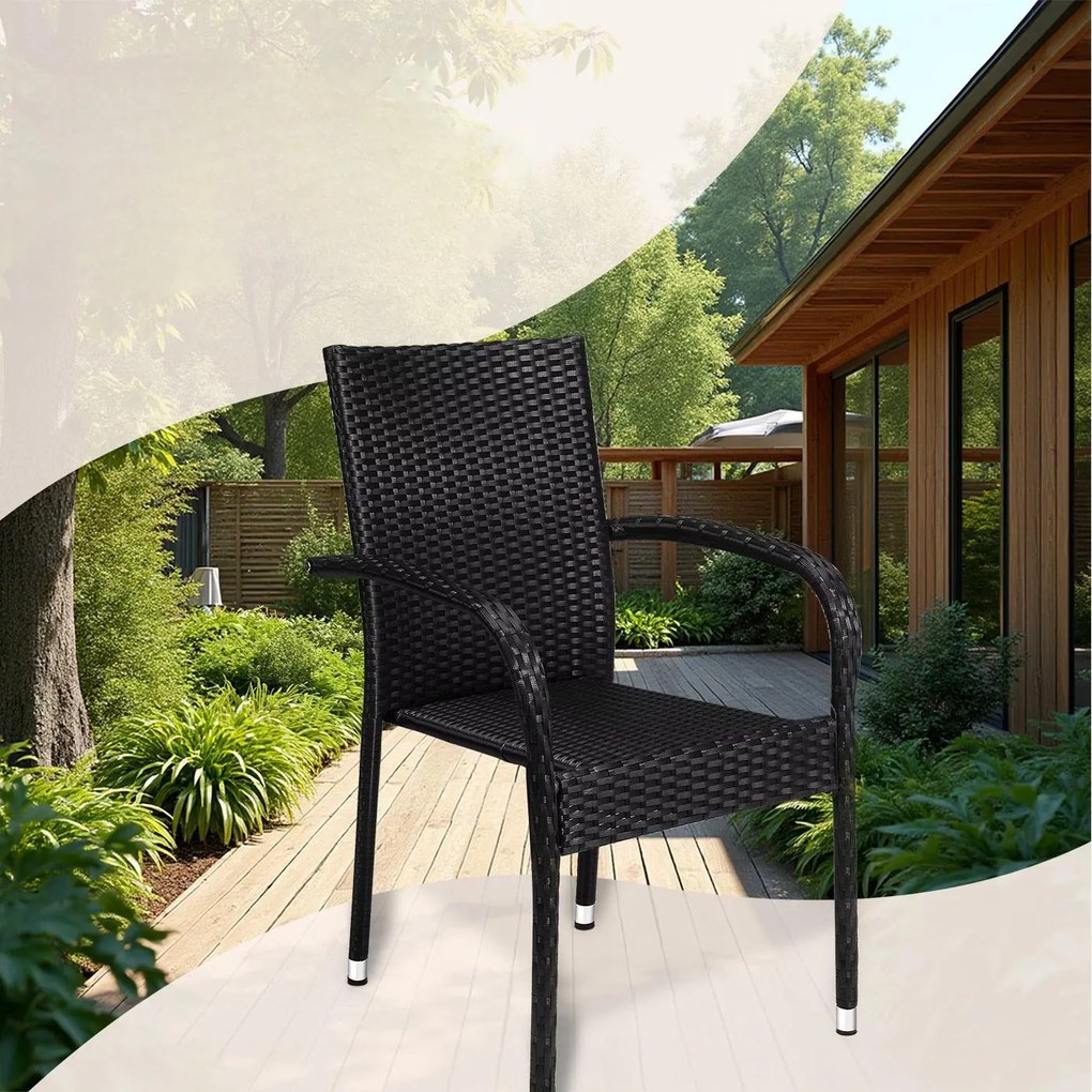 Deuba Comfort rattan székek 4 darabos - fekete