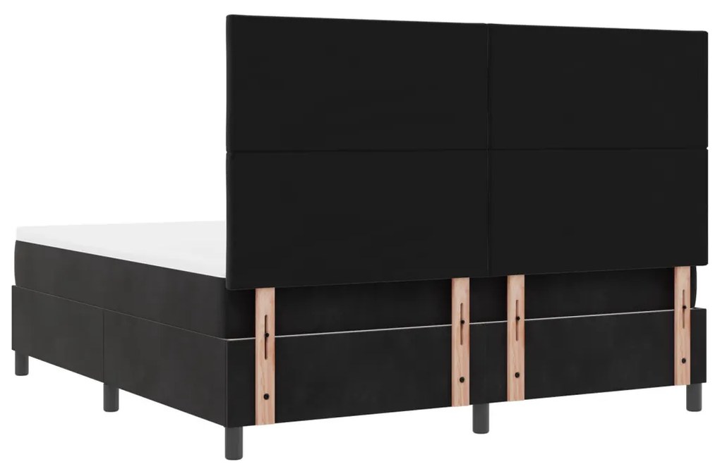 Box Spring Ágy Mattal Fekete Szuper Király Bársony
