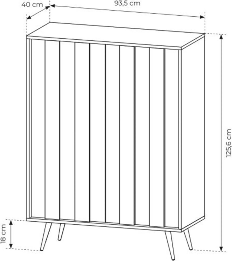 Flaro magas komód 93 cm világítással - dunin tölgy