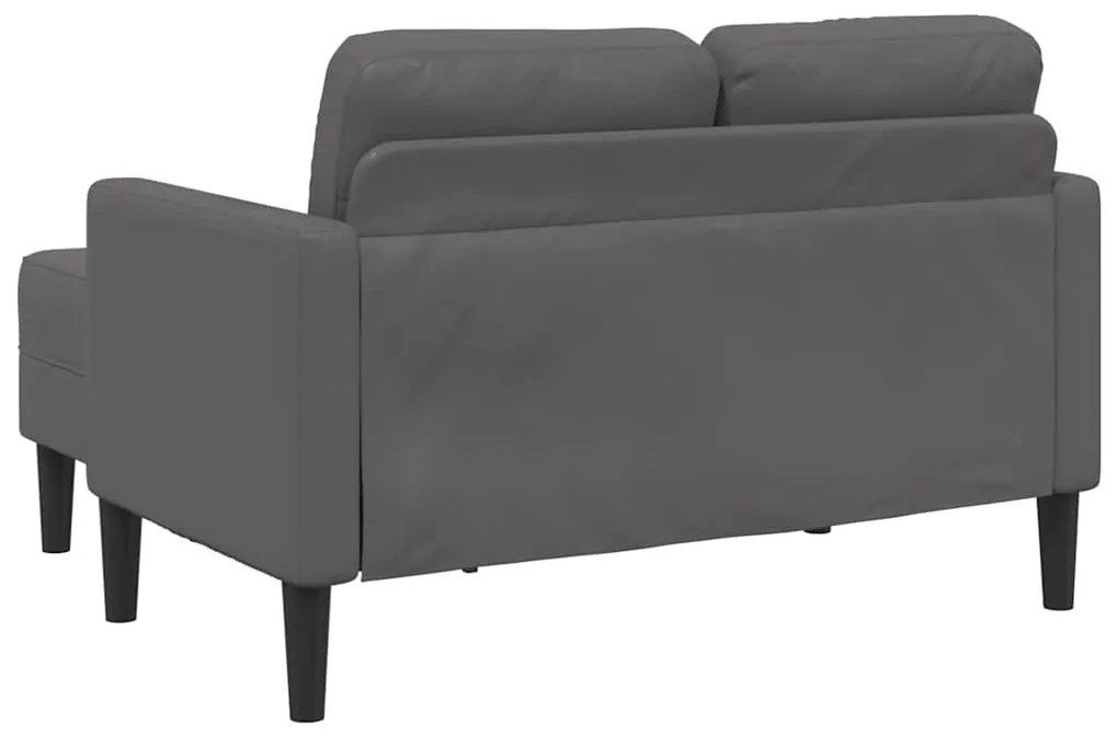 szürke műbőr 2 üléses kanapé L-alakú kanapéval 125 cm