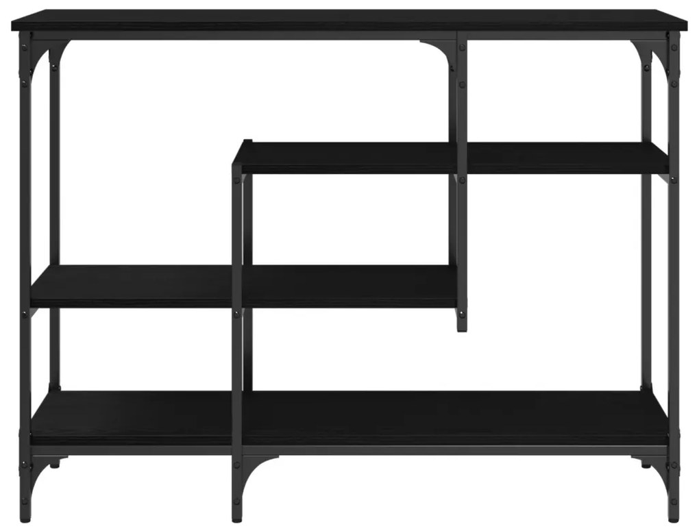 Konsole Asztal Fekete Tölgy 100x35x75 cm Műanyag Fa és Acél