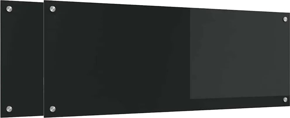 vidaXL Konyhai splashback 2 pcs Fekete 110 x 40 cm edzett üveg