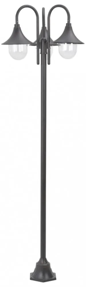 bronzszínű 3-égős alumínium kerti állólámpa, E27, 220 cm