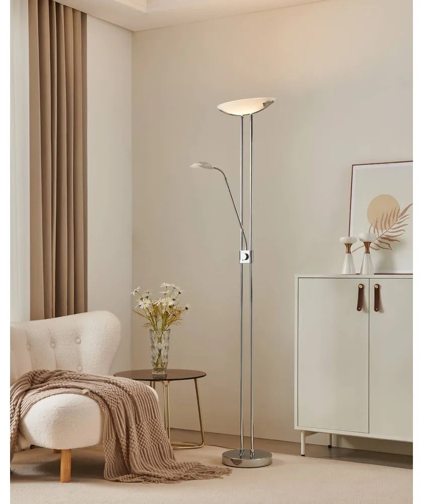 Ezüstszínű LED állólámpa üveg búrával (magasság 180 cm) BAYA LED – EGLO