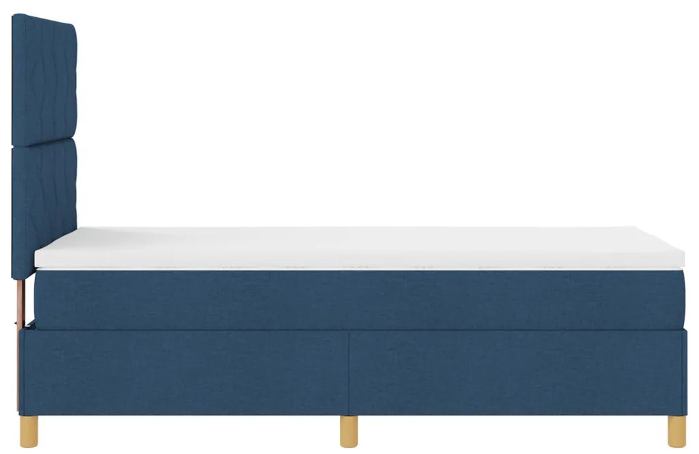 Box Spring Ágy Matraccal & LED Kék 90x190 cm Szövet