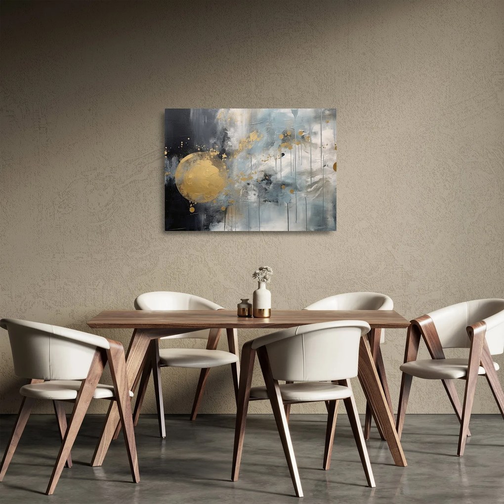 Üveg kép - Absztrakció arany golyóval (70x50 cm)
