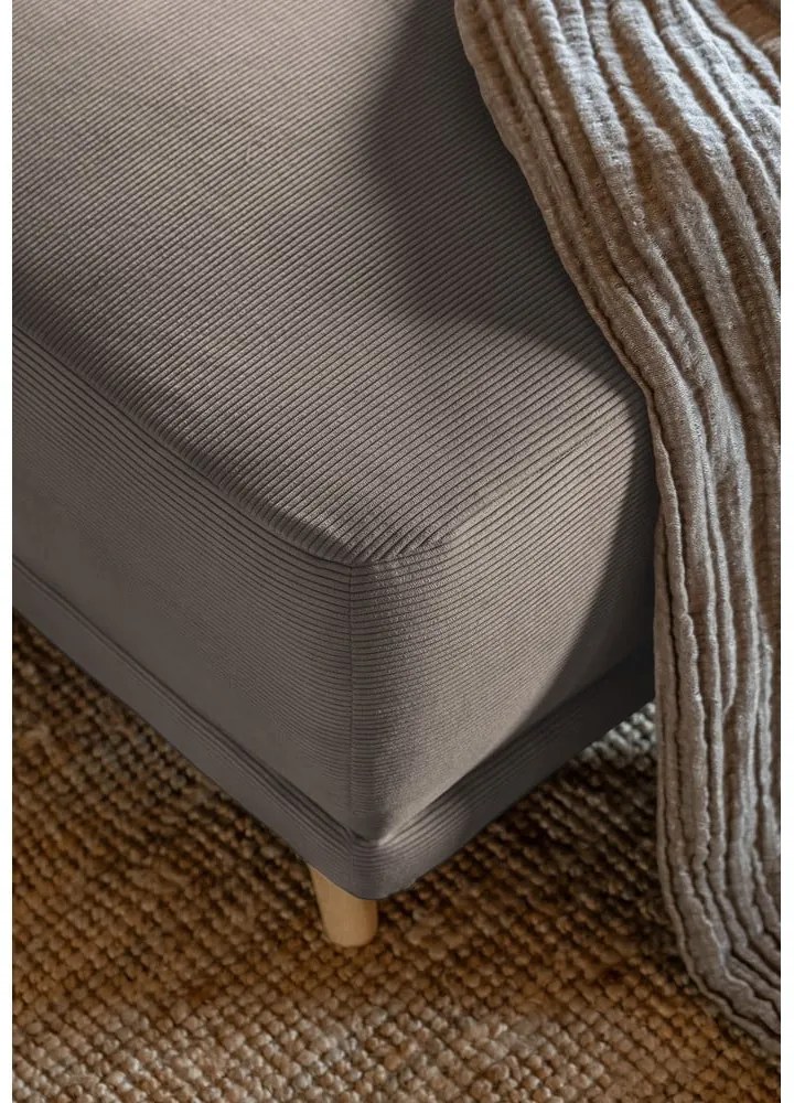 Világosbarna kordbársony kinyitható sarokkanapé (jobb oldali-U alakú) Lazy Lukka – Miuform