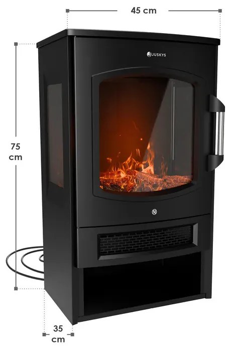 Juskys 1800W elektromos kandalló – fekete