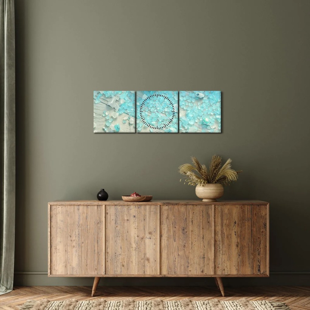 Kép - Tengerparti hangulat türkiz árnyalatokban (órával) (90x30 cm)