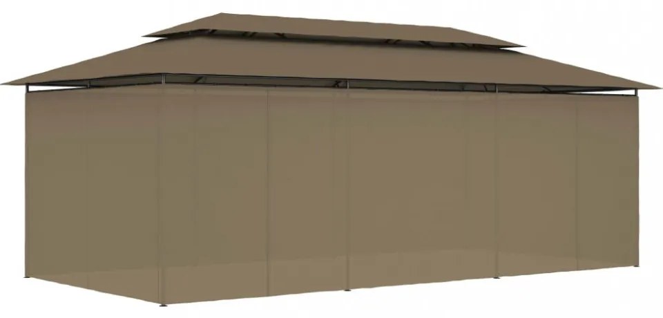 vidaXL tópszínű pavilon függönyökkel 600 x 298 x 270 cm 180 g/m²