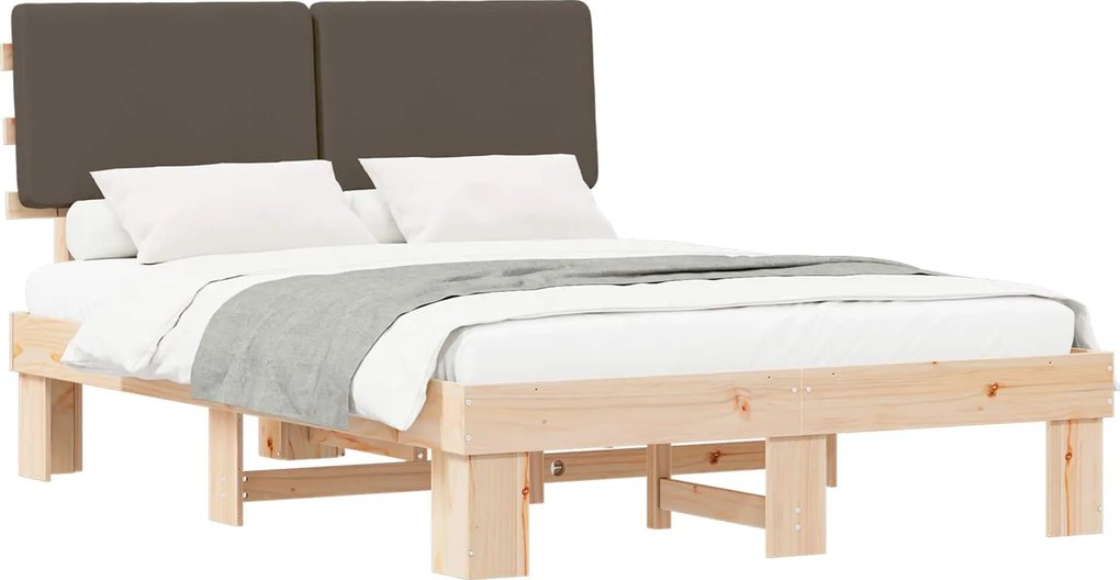 vidaXL Ágykeret Kárpitozott Fejtámlával Tópszínű 160 x 200 cm