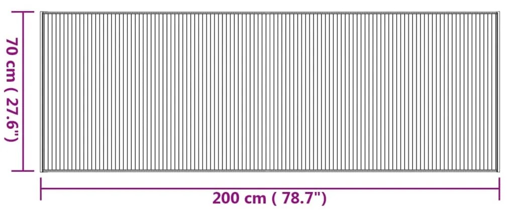 négyszögletű természetes bambusz szőnyeg 70 x 200 cm