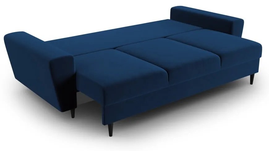 Kék bársony kinyitható tárolóhelyes kanapé 235 cm Kyoto – Cosmopolitan Design