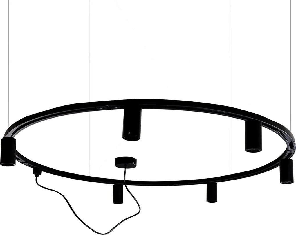 Modern függesztett sínrendszer 6 fekete reflektorral, 1 fázisú GU10 50 mm - Iconic Ruby Honey