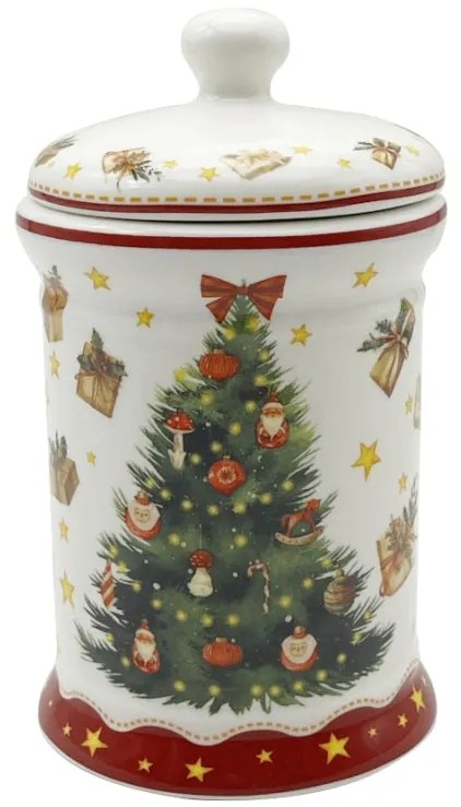Karácsonyi fenyőfás porcelán keksztároló 11x19 cm 800 ml Christmas Tree 3