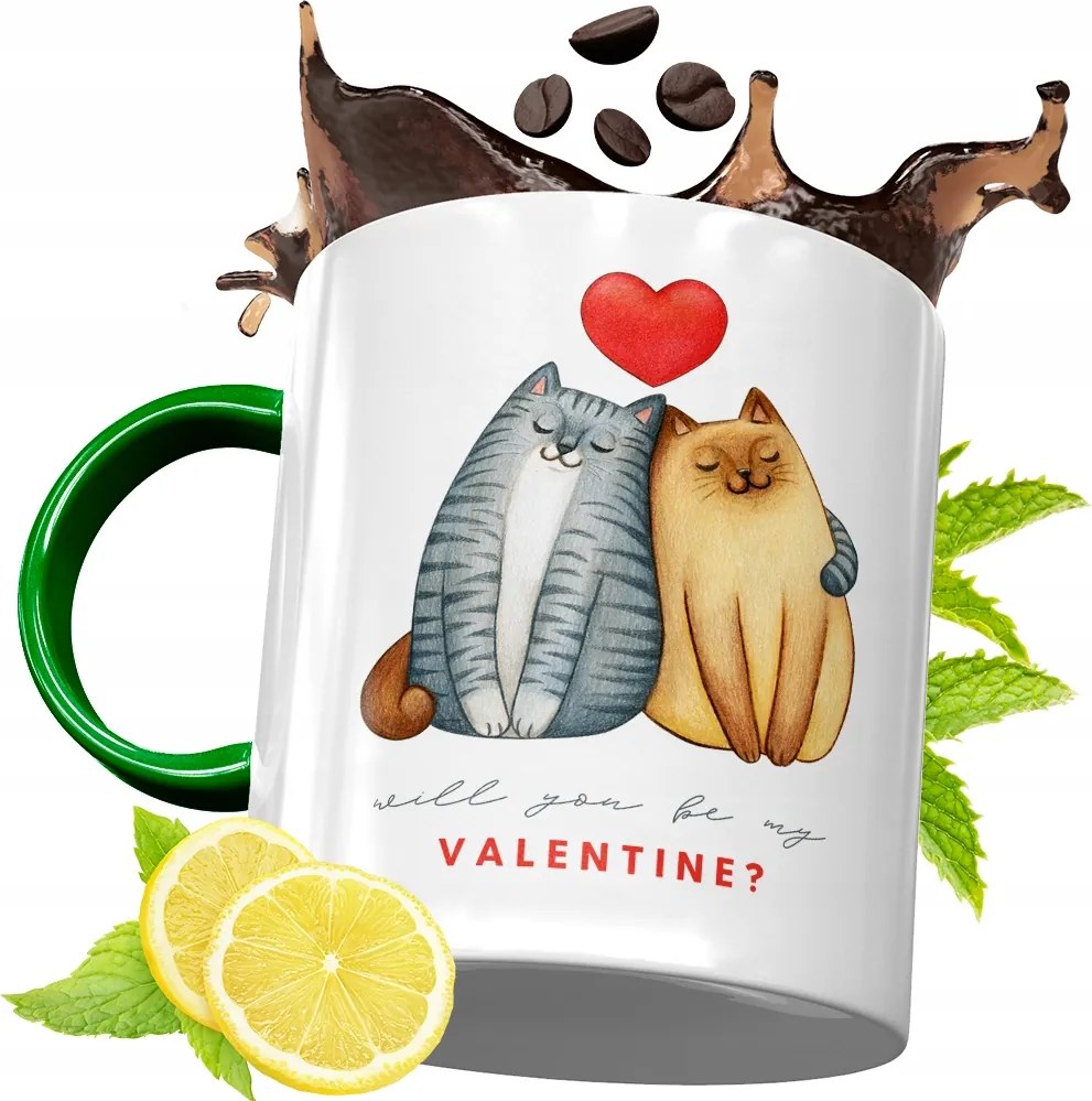 Zöld Bögre Valentin Napra Szerelmeseknek fényképes nyomtatással