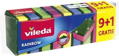 Mosogatószivacs, 9+1 db, VILEDA Rainbow (KHTV77)