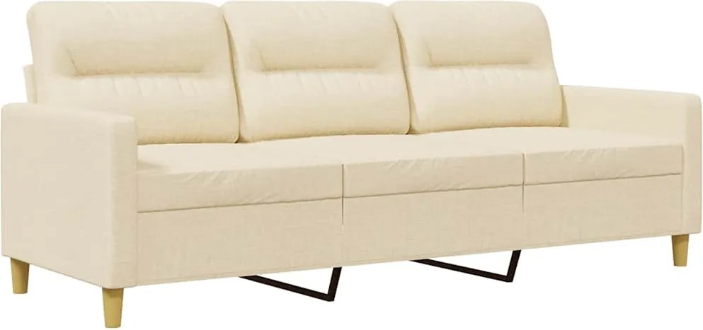 vidaXL 3 személyes krémszínű szövet kanapé 180 cm