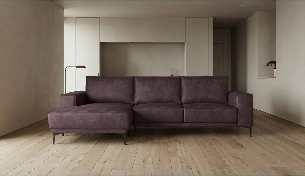 Sötétbarna bőrutánzat sarokkanapé (bal oldali) Copenhagen – Scandic