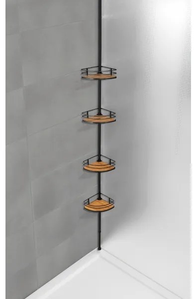 WENKO 24756100-Sarokpolc DOLCEDO 31x20 cm rozsdamentes acél/fekete/barna