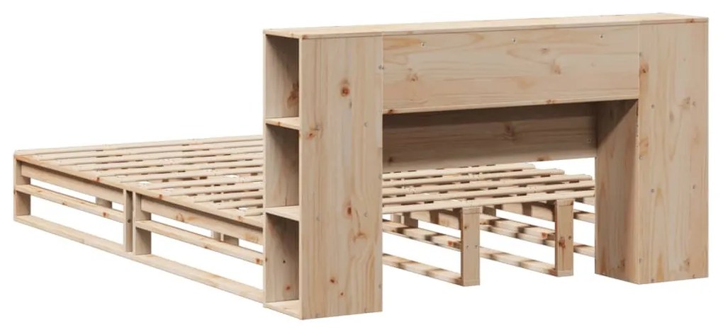 vidaXL tömör fa könyvespolcos ágy matrac nélkül 120 x 190 cm