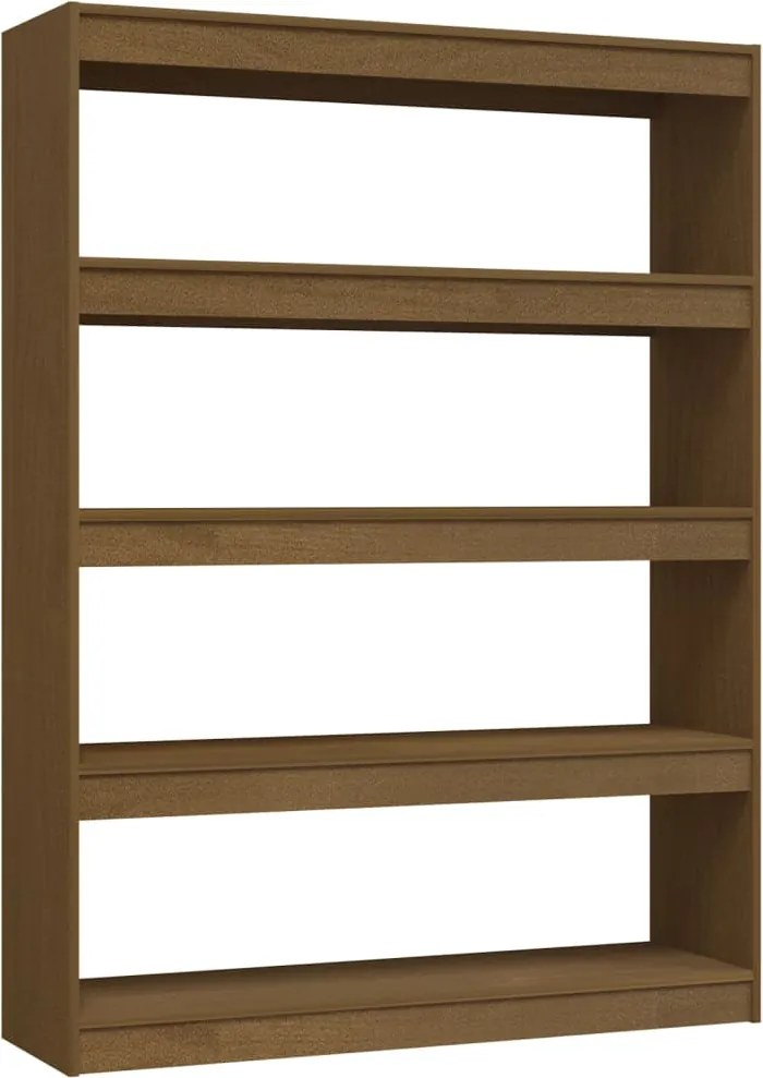 vidaXL mézbarna tömör fenyőfa könyvszekrény/térelválasztó 100 x 30 x 135,5 cm