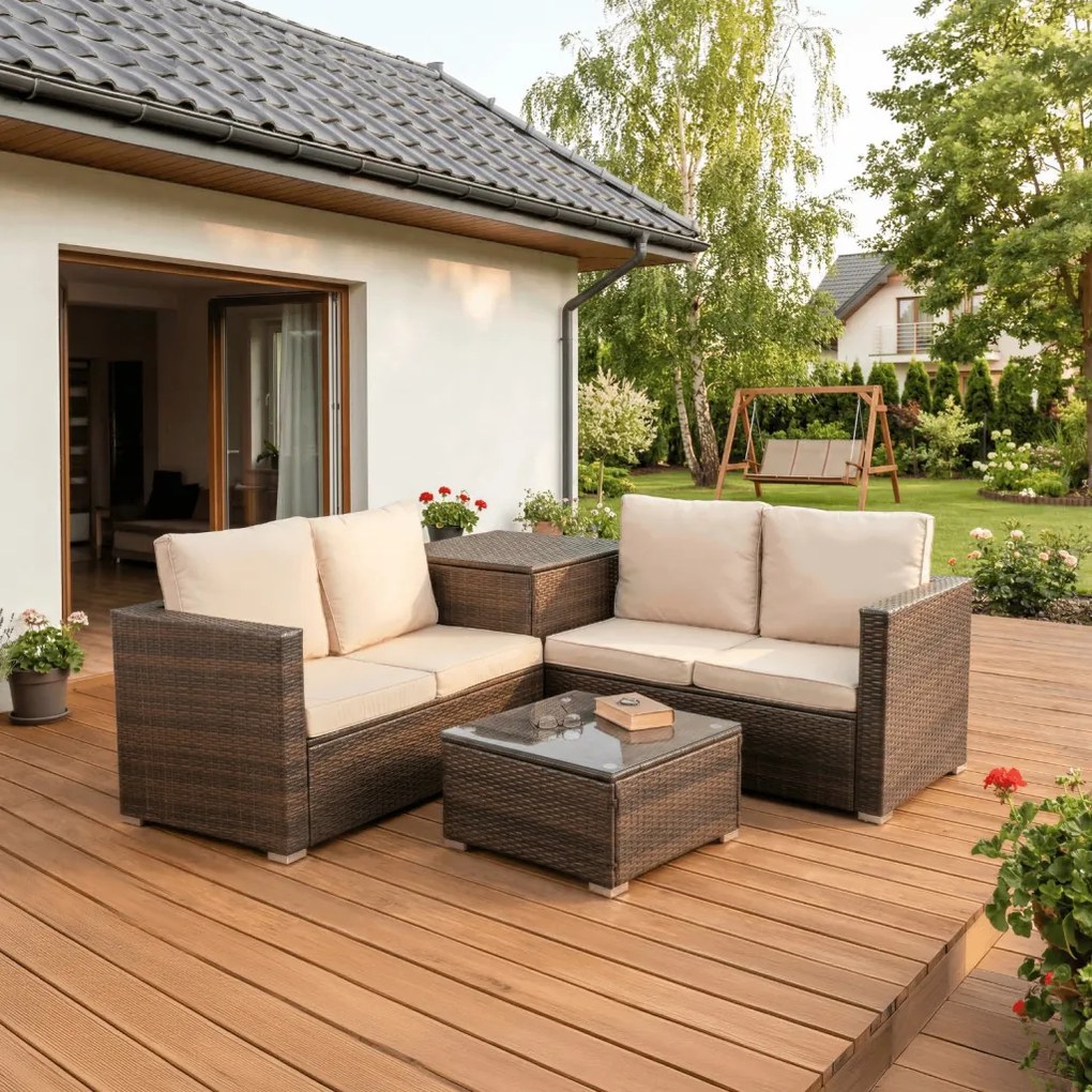 Kerti bútor szett barna/bézs színben – NEGRO