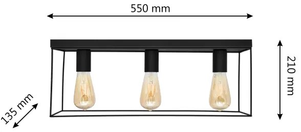 Mennyezeti lámpa FINN 3xE27/15W/230V fekete