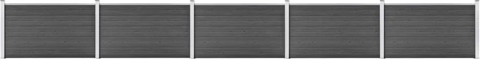 vidaXL fekete WPC kerítéspanelszett 872 x 105 cm