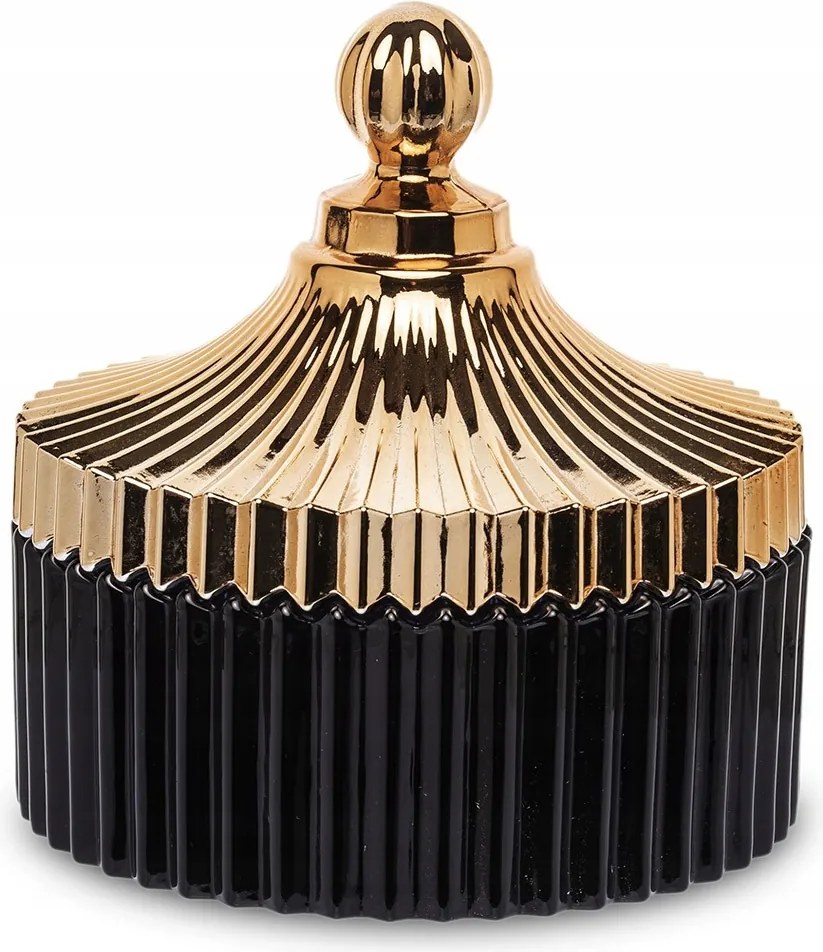 Kozmetikai Tároló Doboz Fekete Arany 15cm Üveg