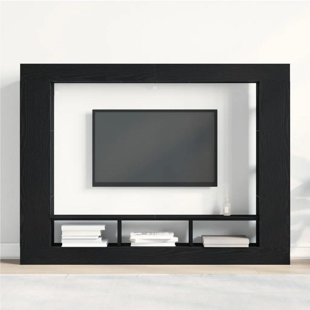 Fali TV állvány Fekete tölgy 152x22x113 cm