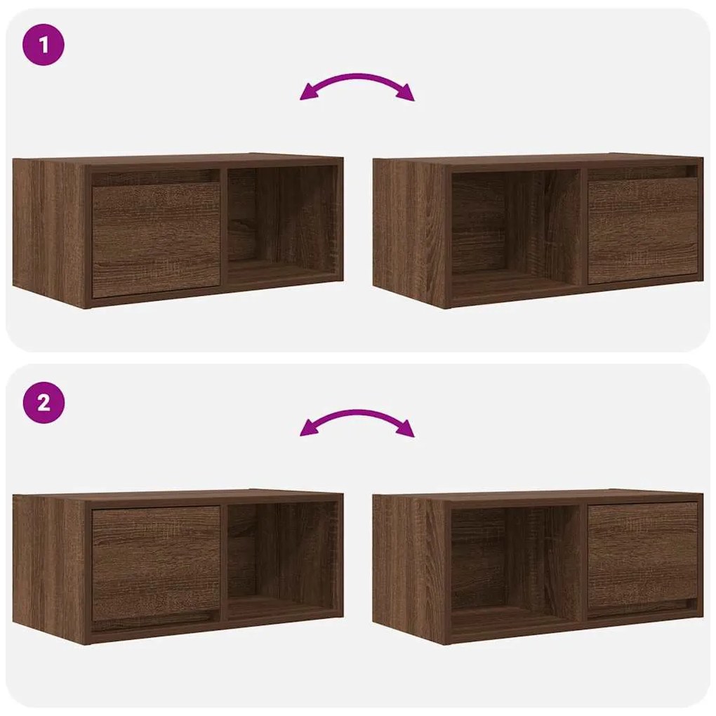 2 db barna tölgy színű szerelt fa TV-szekrény 60x31x25,5 cm