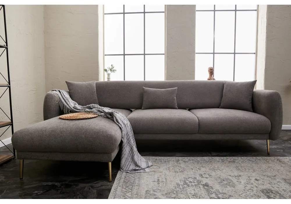 Szürke sarokkanapé (bal oldali-heverő résszel) Simena – Balcab Home