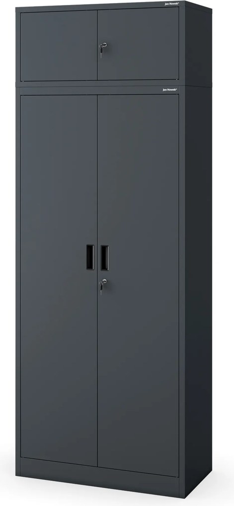 4 polcos fém irodai szekrény, antracit, 1750x800x400 mm: JAN Compact