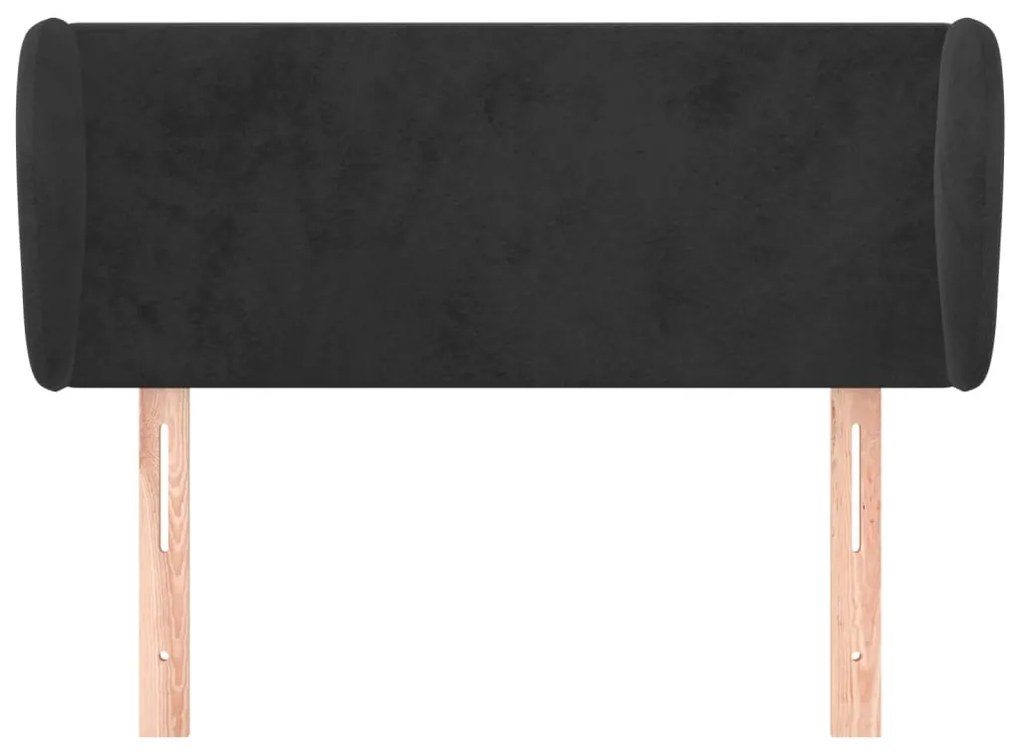 fekete bársony fejtámla szárnyakkal 93x23x78/88 cm