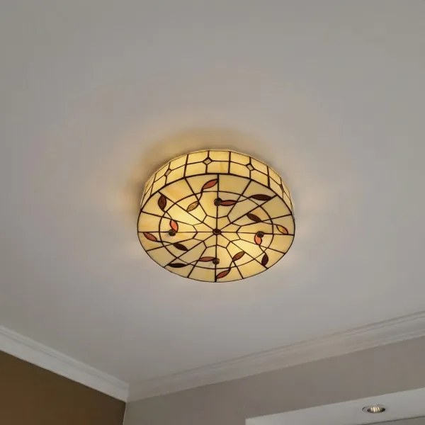 Brilagi - Tiffany vitrázs mennyezeti lámpa FOLIA 2xE27/60W/230V átm. 40 cm