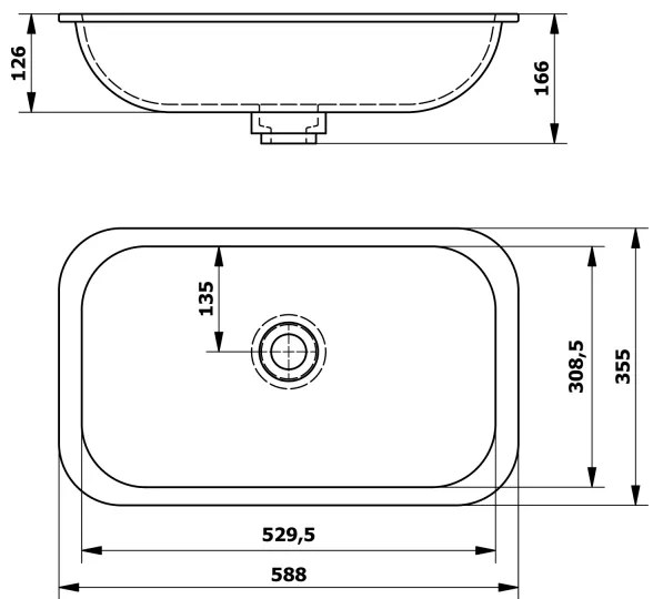 Sapho - Süllyesztett mosdó IMPALA 58,8x35,5 cm fehér