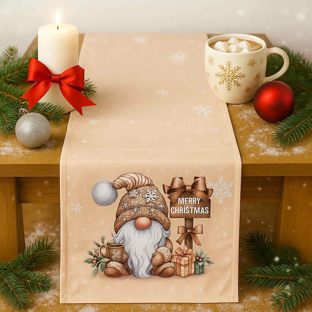 Karácsonyi terítő Barna manó 40 x 170 cm TiaHome