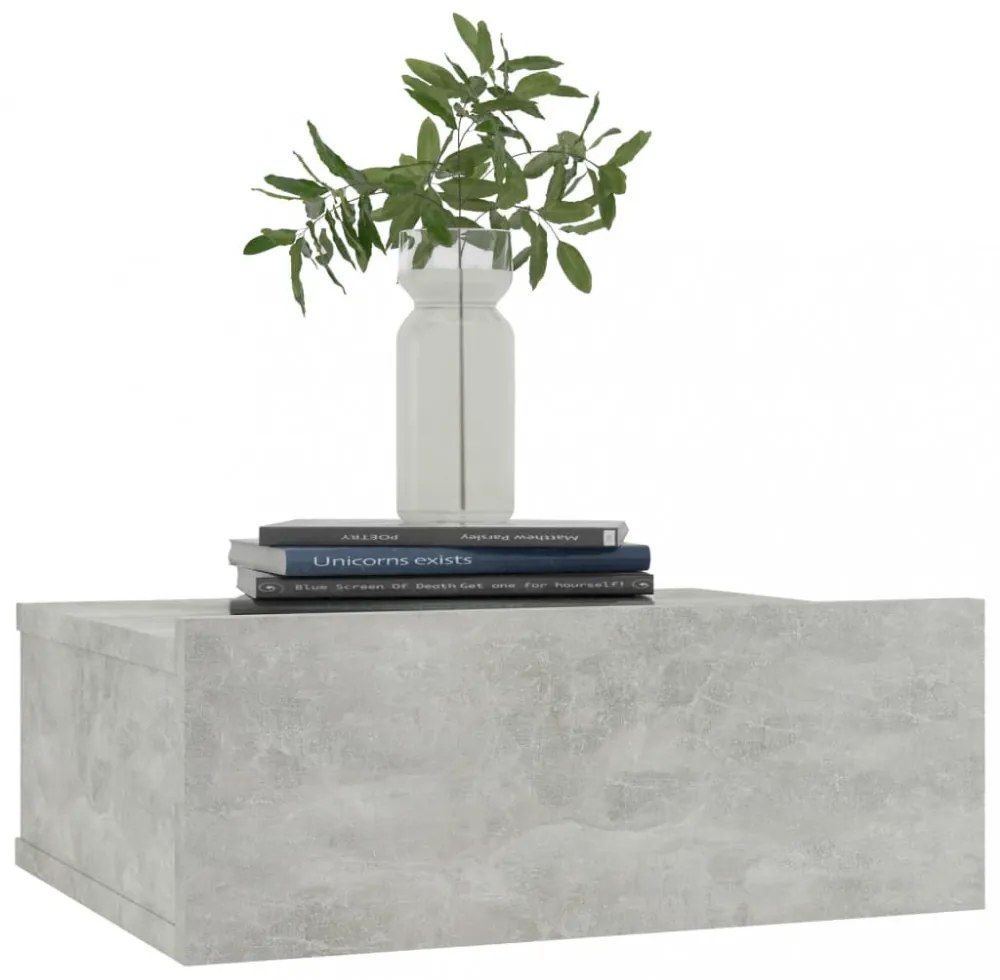 2 db betonszürke szerelt fa függő éjjeliszekrény 40x30x15 cm