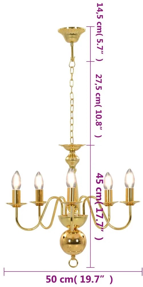 aranyszínű csillár 5 db E14 izzófoglalattal