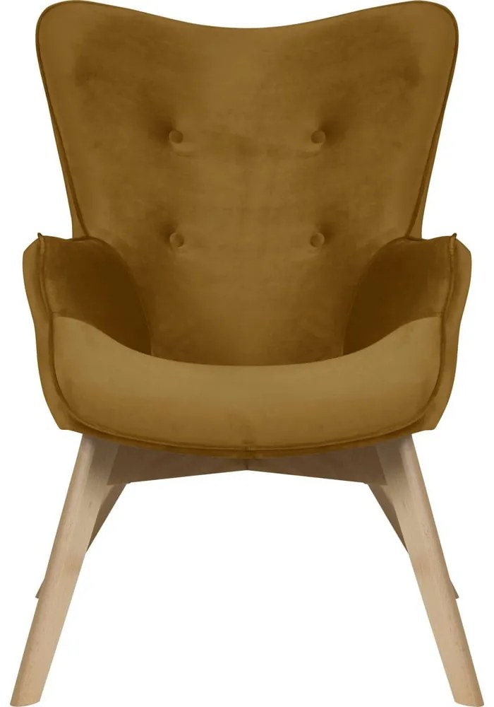 Mustársárga bársony fotel Niko – Ropez